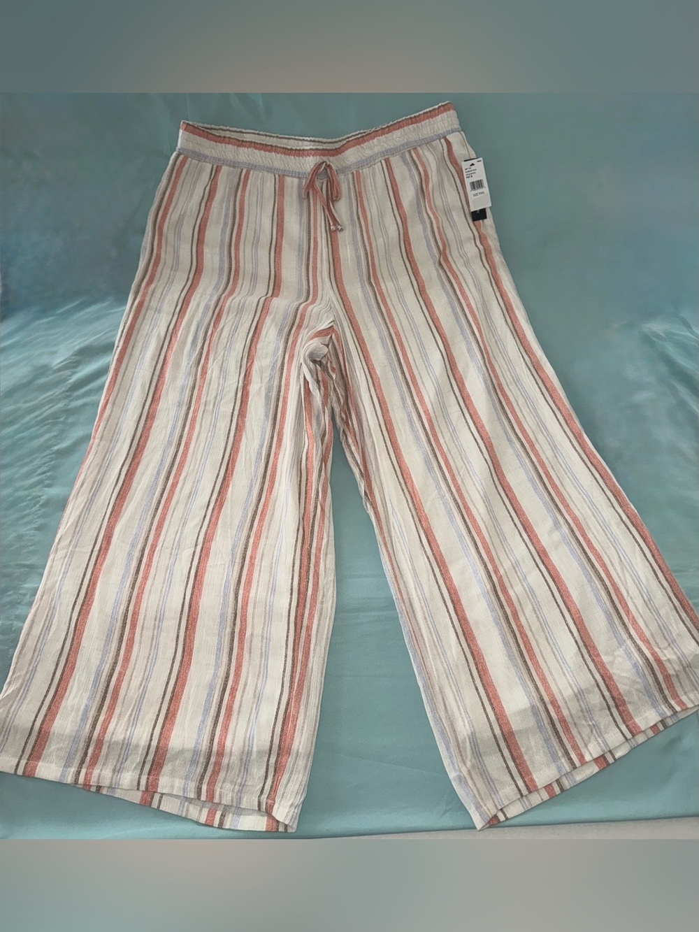 Women Petite AB Studio Pull-On Elastic Waist Pants with raux Tie